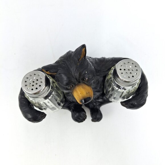 River's Edge Black Bear Salt and Pepper Holder Poly Resin with Original Shakers - Picture 5 of 14